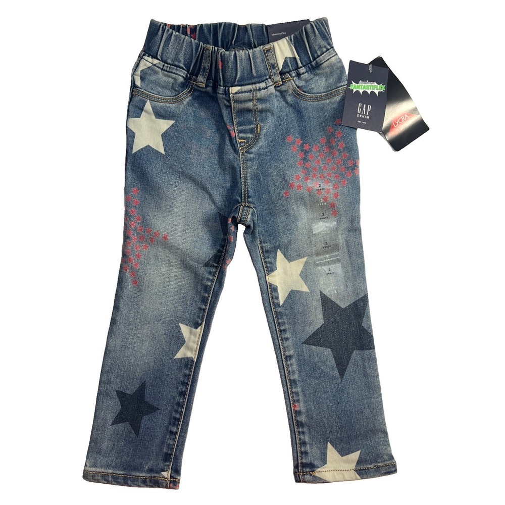 BABY GAP Toddler Girl Star High Stretch Pull On Jegging Jeans size 2T